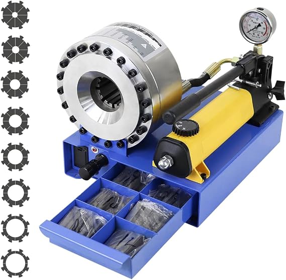 Hose Crimper with 8 Sets of Dies High Pressure Hydraulic Hose Crimping Handheld Hydraulic Hose Crimping Tool