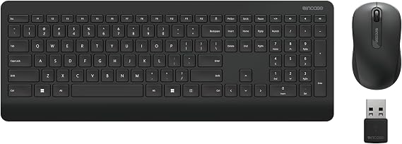 Incase Wireless Desktop 900 Keyboard and Mouse Combo - Designed by Microsoft Quiet Touch Keys, Ambidextrous Design, Customizable Hotkeys, Two Year Battery Life Black