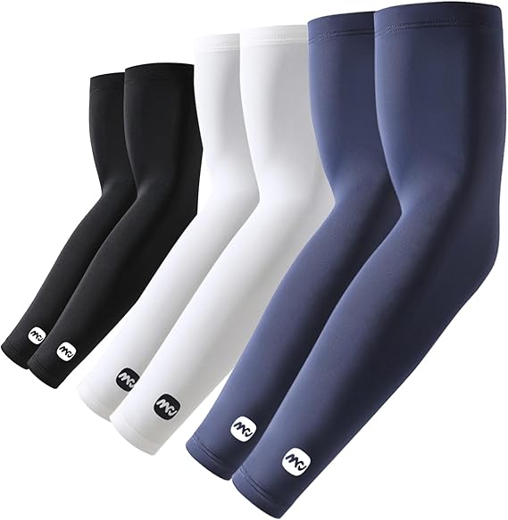 UV Sun Protection Arm Sleeves for Men Women, UPF 50+ Cooling Sun Sleeves to Cover Arms Sports Compression Covers for Golf Baseball Football Work Running Cycling Driving - 3 Pairs