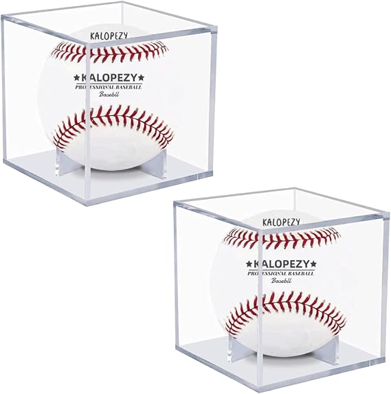 Baseball Display Case, 2-Pack Clear Acrylic Cube Holder