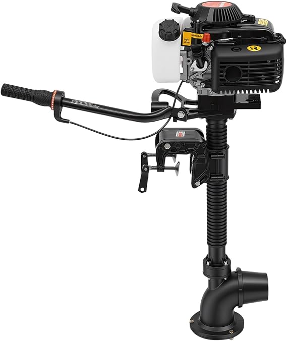 4 Stroke 4HP Outboard Motor 4.0 JET PUMP Heavy Duty Boat Engine 55CC Gas Boat Motor Manual Start Fishing Boat Engine Motors with Air Cooling & CDI Ignition System, Short Shaft