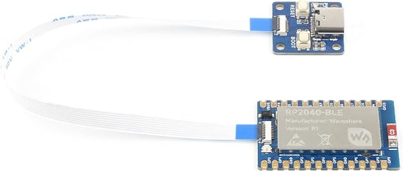 RP2040-BLE Raspberry Pi Microcontroller Development Board, Based On RP2040 Dual-Core Arm Cortex M0+ Processor, Supports Blue-Too-th 5.1 Dual Mode, with USB Type-C Adapter Board and FPC Cable