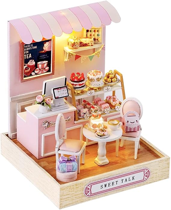 Flever Dollhouse Miniature DIY House Kit Creative Room with Furniture for Romantic Valentine's Gift (Sweet Talk)