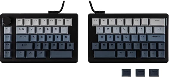 EPOMAKER Split70 Wireless Ergonomic Keyboard with QMK/VIA and Knob, Mechanical Gaming Keyboard with RGB, Hot-Swap, Creamy Linear Switch, PBT Keycap, Mac Modifier, Gasket, 70% Split US Layout (Black)