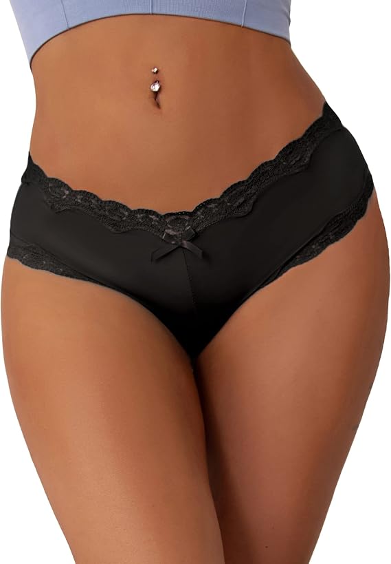 ohyeah Women Lace Trim Hipster Bikini Panties Boyshorts Cheeky Underwear