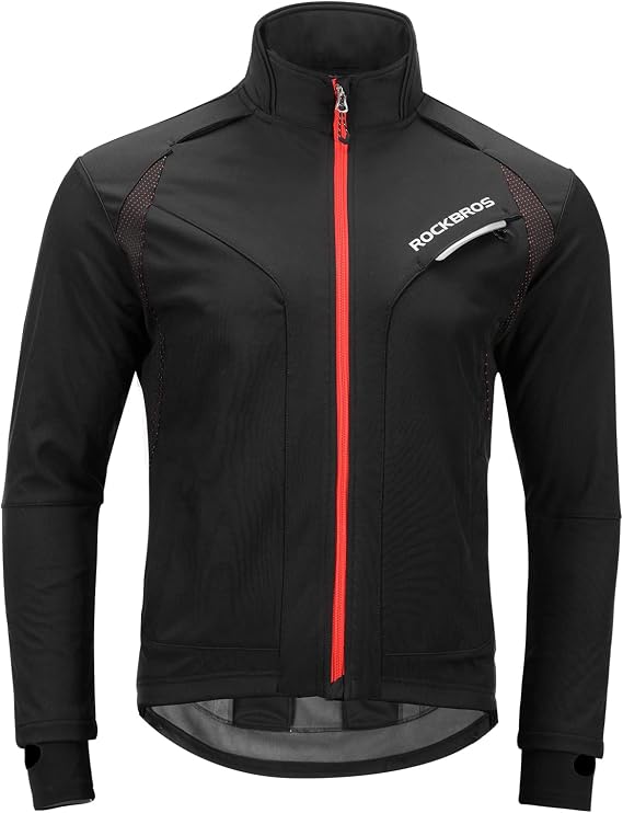 ROCKBROS Cycling Jackets for Men Thermal Windproof Cold Weather MTB Hiking | Windbreaker Jackets, High Collar, Breathable Airholes, Elastic drawstrings for Outdoor Sports