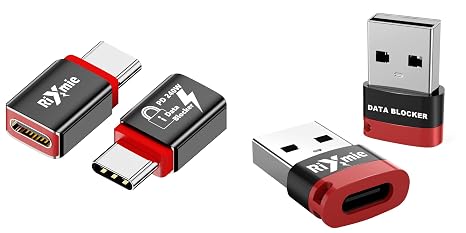USB-C to USB-C Data Blocker (2-Pack) and USB-A to USB-C Data Blocker (2-Pack), 100% Elimination of Data Transfer Possibilities, Only for Charge, Refuse Hacking