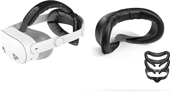 KIWI design K4 Head Strap, VR Headset Accessories and V4 Facial Interface 2 Face Pads Only Compatible with Quest 3S