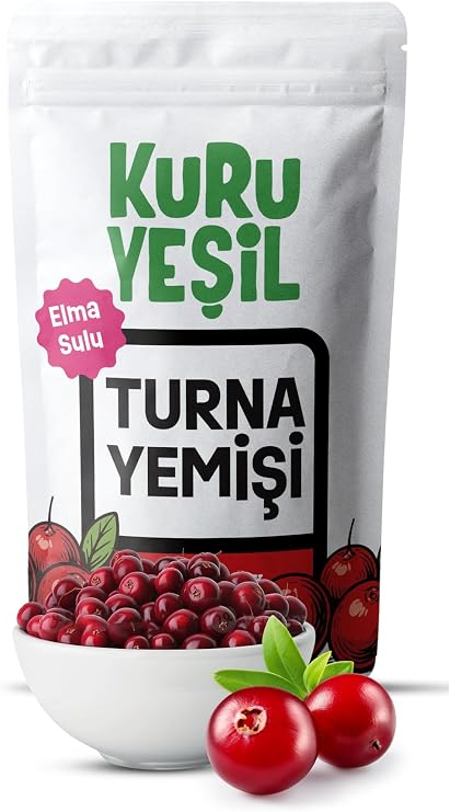 Kuru Yeşil Doğal Turna Yemişi 100 gr - Elma Suyu ile Tatlandırılmış Kurutulmuş Cranberry - Rafine Şekersiz, Katkısız ve Sağlıklı Atıştırmalık