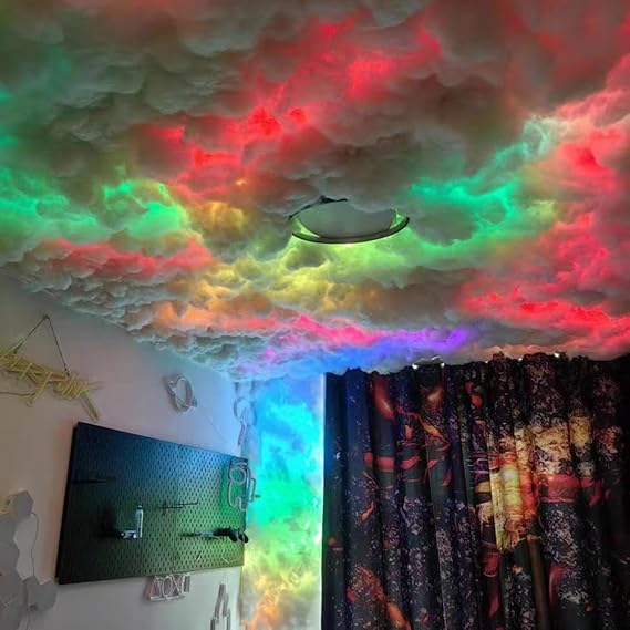 LED Cloud Light Ceiling, RGB Thunder Cloud Lamp, Very Cool DIY Creative Cloud Lights Color Adjustable, for E-Sports Room Bedroom Home Bar Party (2m)