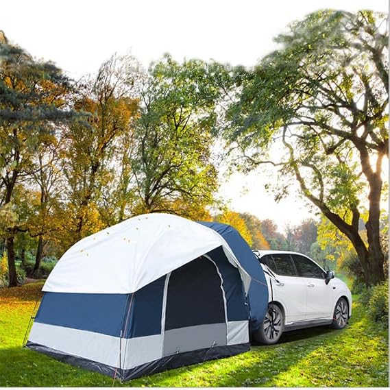 Tailgate Tent with Top, Rain Cover Car Awning for Car Camping Road Trip Essentials, Double Layer Stormproof Car Tailgate Shade Awning Tent Tent for Camping Outdoor Travel