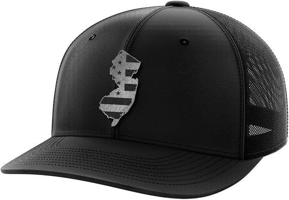 Greater Half New Jersey Blk Leather Patch Trucker HatUSA Made Adjustable Snapback MeshUnited6-Panel Mid Profile