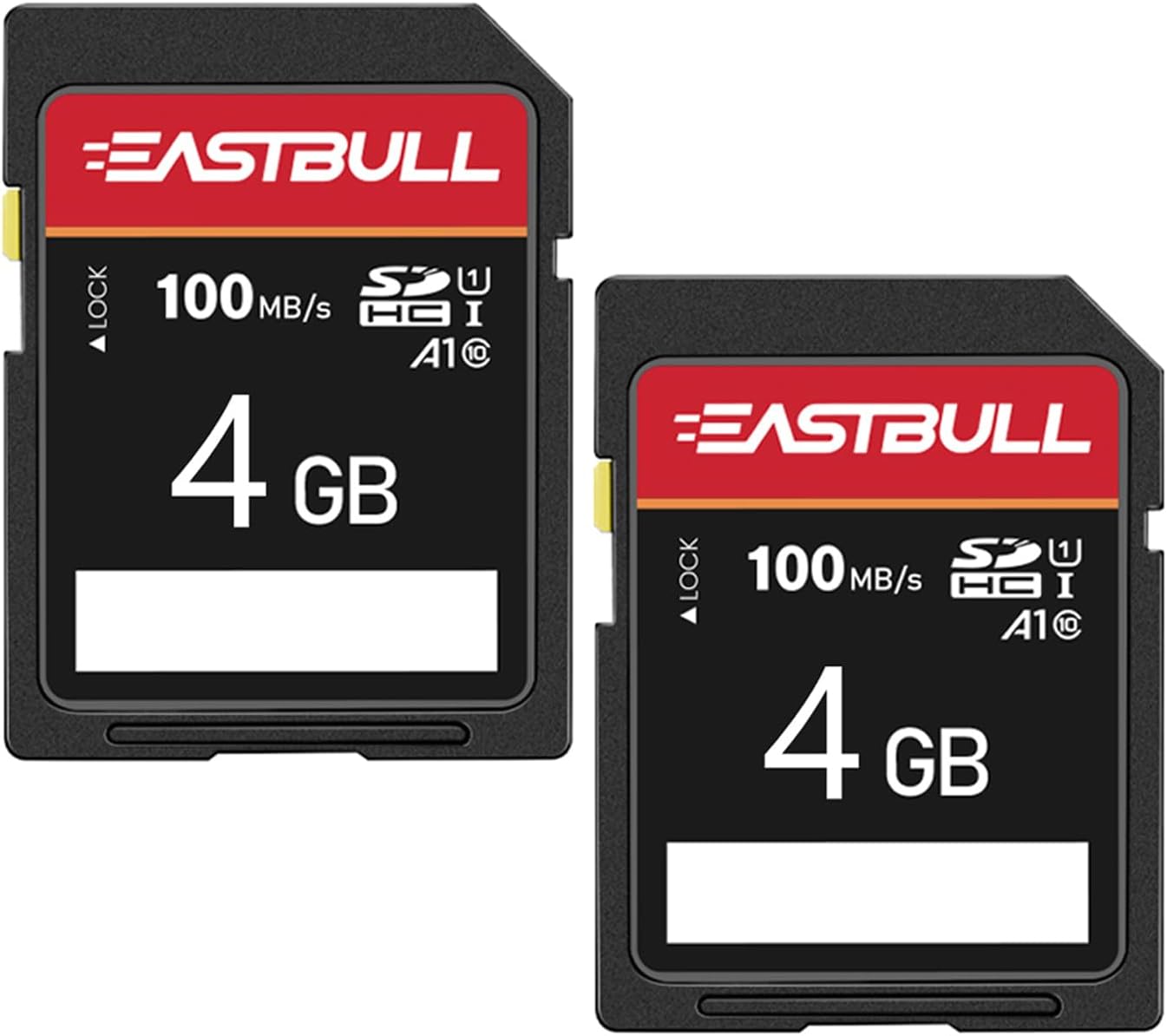 EASTBULL 2-Pack of SD Card 4GB Class 6 Memory Card U1 SDHC Flash Memory Card for Camera, Full HD Video, with 2 Mini Cases and 1 Adapter 4 GB, 2 Units