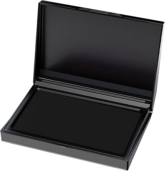 1 Ink Pad Black - Hand Stamp Pad for Daily Use at Home and Office, Durable Plastic Cover, Water-Based Ink, Size 10 x 7.5 cm, Ideal for Hand Stamping ﻿