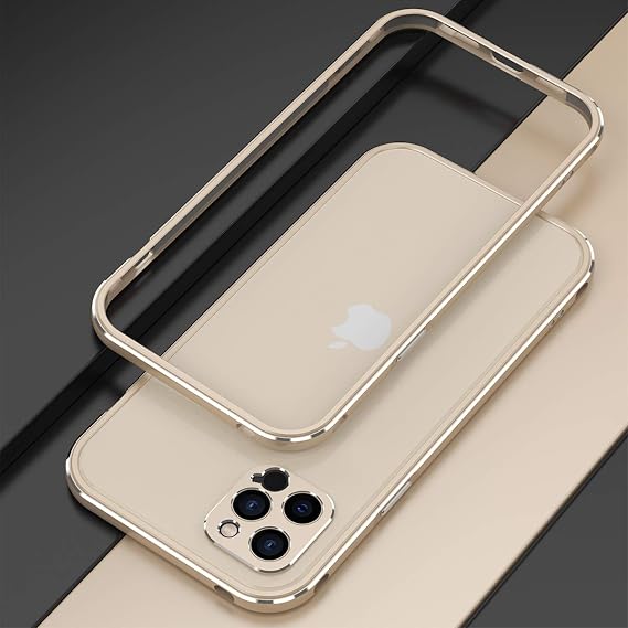 Luxurious Metal Bumper for iPhone12(6.1"), Ultra Thin Aluminum Metal Frame case with Soft Lining Provides Anti Falling and Shockproof Protection (iPhone12 (6.1"), Gold)