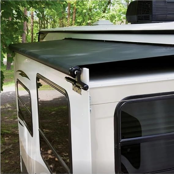 Slideout Topper Awning Replacement Fabric Cut to Fit (154", Black)