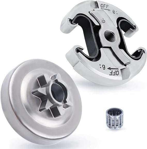 Adefol .325 7T Clutch Drum Bearing Kit for Husqvarna 455 460 Rancher Jonsered CS2255 Chainsaw, 455 Clutch Drum + Clutch Assy + Needle Bearing Replacement Parts for 537291702 537110503 (3 Pcs)
