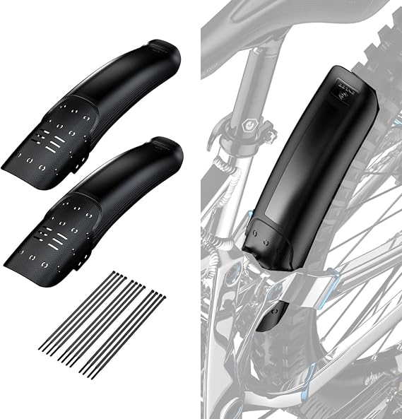 2 PCs Universal Mountain Bike Fender, MTB Bicycle Fenders Rear + Front Mountain Bike Mud Guard Set, 14.37" Length 3.15" Width