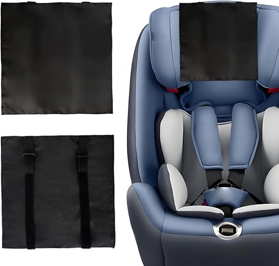 2PcsCar Seat Headrest Cover for Babies, Non-slipand Comfortable Baby Car Seat Hair Protector,Skin-Friendly Headrest Cover for Hair Protection (Black)