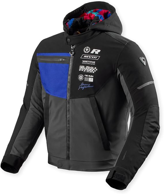 REV'IT! Haste H2O Heritage Motorcycle Jacket (Black/Blue - Medium)