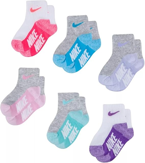Nike Baby Lightweight Ankle Socks 6 Pack (White(NN0659-A96)/P_V, 12-24 Months)