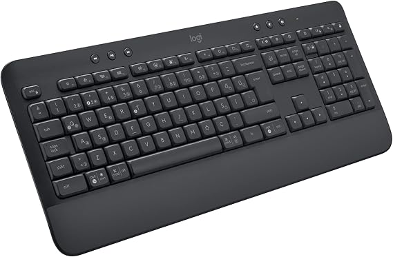 Logitech Signature K650 Tam Boyutlu Kablosuz Klananye, Bilek Desteği, BLE Bluetooth naneya Logi Bolt USB, Derin Yastıklı Tuşlar, Tuş Takımı, PC/Windows/Mac ile Uyumlu, Siyah