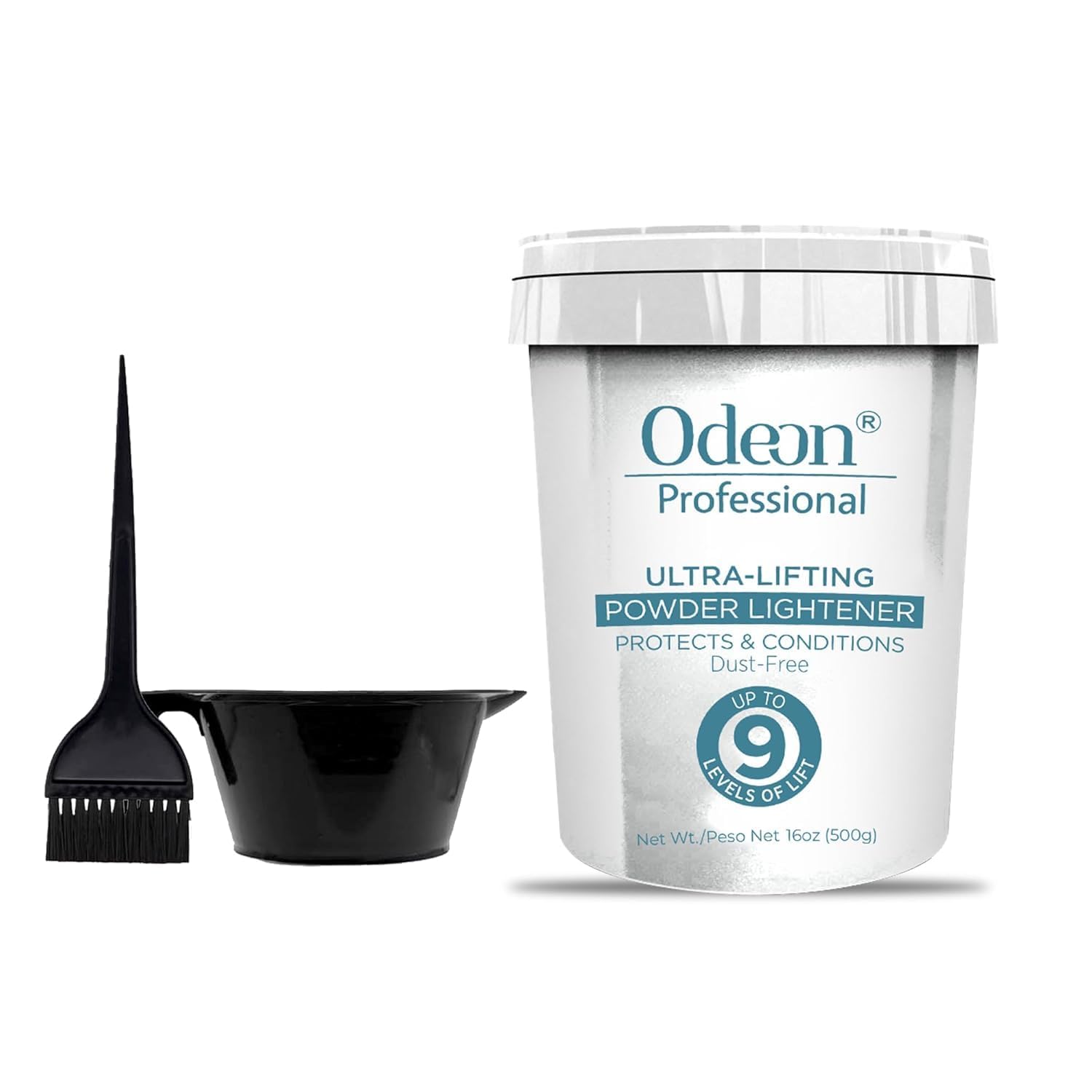 Odeon Ultra-Lifting Hair Bleach Powder - 9-Level Lift, 16oz with Mixing Bowl & Brush