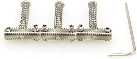 Full Solid Brass Knurled Threaded Vintage Saddles for Fender 60's Telecaster/Tele/TL 58 Style 8mm Electric Guitar (Set of 3) (Chrome Hex Socket)
