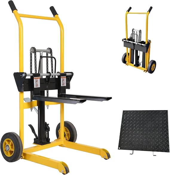 Doppy Hydraulic Material Lift, 450 Lbs Capacity Pallet Jack Table Cart, Pallet Truck Dolly Table Fork Lift, 35" Lift Height