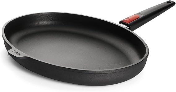 Woll Nowo Titanium Oval Fish Pan with Detachable Handle, 15-Inch