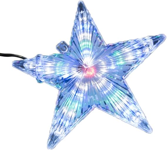 Christmas Tree Topper, 8.66 Inch LED Lighted Star Xmas Tree Toppers 31 LED Light, Indoor Outdoor Christmas Ornaments Party Home Decoration