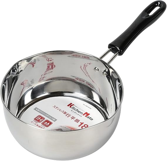 Pearl Metal HB-6349 Flat Pot, 7.1 inches 18 cm, Stainless Steel, Induction Compatible, Kitchen Mate