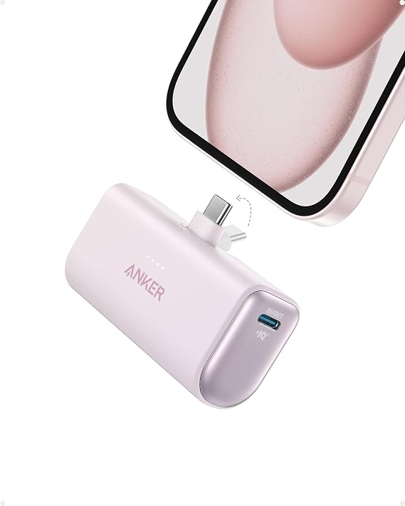 Anker Nano Power Bank,5,000mAh Portable Charger, Built-in USB-C Connector | 5,000mAh 22.5W Portable Charger for iPhone 17 / 16 / 15 Series, Galaxy S23 / S22 Series, iPad Pro / Air, AirPods, and More