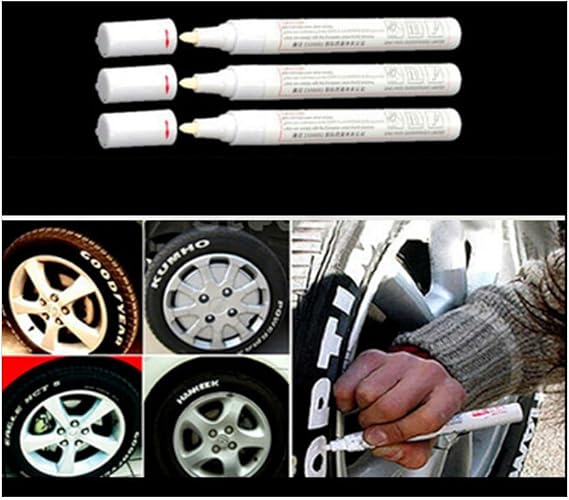 3pc White Paint Pen Marker Waterproof Permanent Car Tire Lettering Rubber Letter
