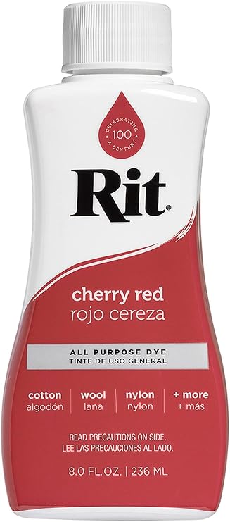 Rit All Purpose Liquid Dye - Cherry Red, 8 oz (Brand: Rit, Compatible Material: Wood, Plastic, Item Type: Fabric-Dyes, Color: Cherry Red)