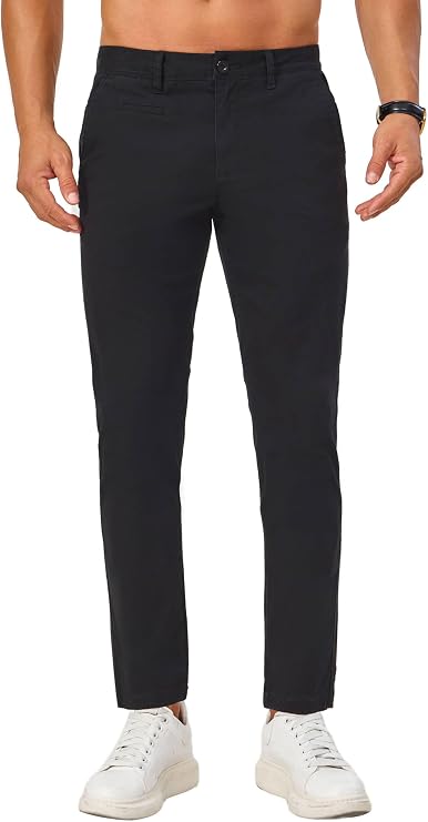 Chinos for Short Men 27" Inseam Stretch Casual Pants Slim Fit