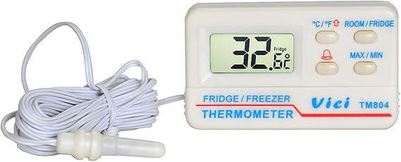 Digital Fridge Freezer Thermometer, LCD Display Fridge Refrigerator Freezer Max Min Digital Alarm Temperature Thermometer