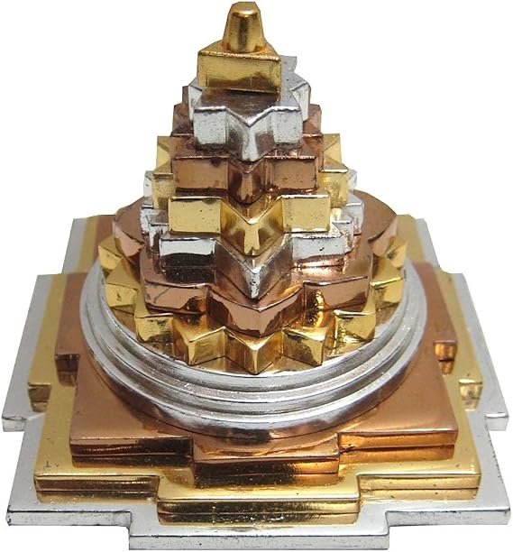 Sri Meru Yantra 4 Inch Ashtadhatu Shree Chakra for Vaastu & Prosperity