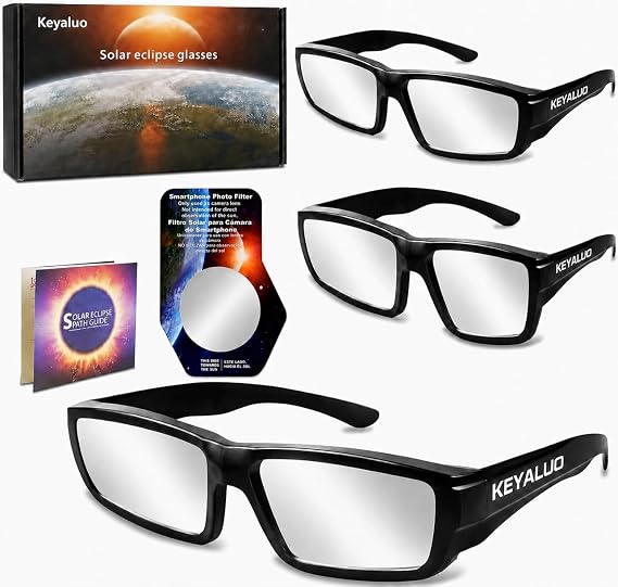 Solar Eclipse Glasses AAS Approved 2026 - ISO 12312-2:2015(E) & CE Certified, 3 Pack Durable Plastic Eclipse Glasses for Direct Sun Viewing