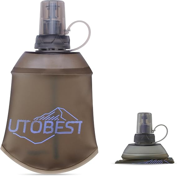 UTOBEST Soft Flask 150ml Collapsible Running Water Bottles | Food-grade TPU, BPA Free, Leakproof, 28mm Opening, 150/200/500ml, Easy Cleaning, for Marathon Trail Running Hiking Cycling