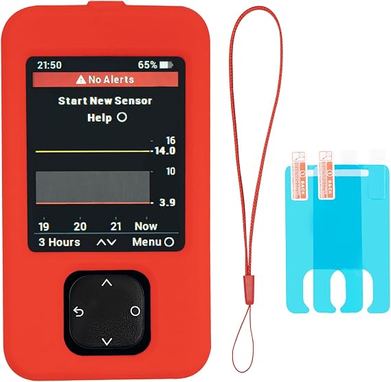 Dexcom G7 Receiver Case with Lanyard and 2PCS Screen Protector (Red)