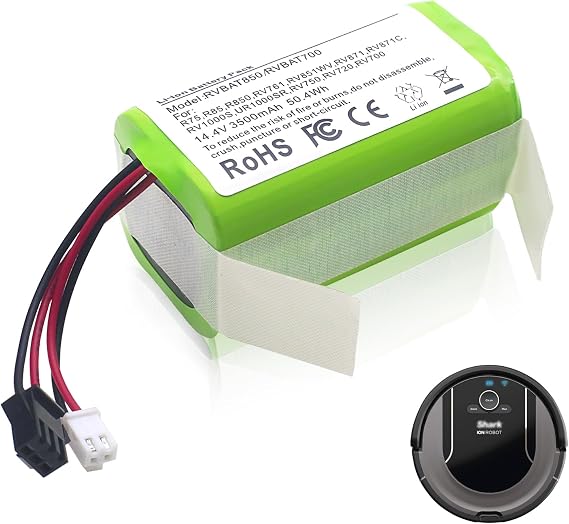 Batryuic New Upgraded 3500mAh RVBAT850 Battery Compatible for Shark ion RVBAT850 RVBAT700 RV750 RV850 R75 R85 RV720 RV1000S RV101AE RV700_N RV720_N for Shark Robot Vacuum Battery(2 in 1 Plug)