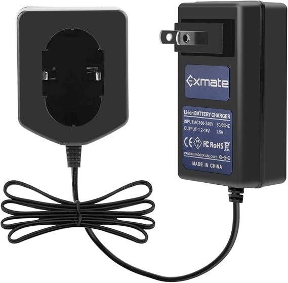 Exmate 1.2V-18V Battery Charger Compatible with Hitachi 7.2V, 9.6V, 12V 14.4V 18V Pod Style Battery (Not for Li-ion Battery)