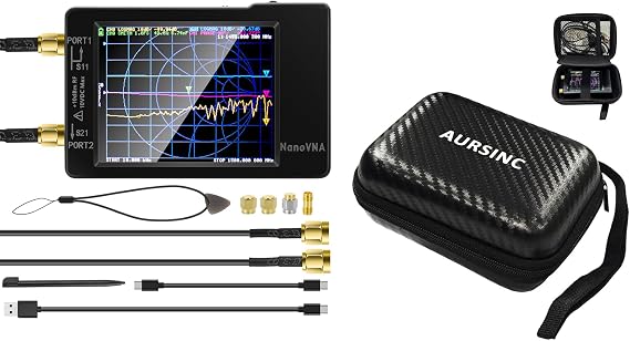 AURSINC NanoVNA-H Vector Network Analyzer 10KHz-1.5GHz, Latest HW V3.7 with 2.8 Inch Protective Case - Waterproof Shockproof EVA Hard Shell Storage for NanoVNA H/TinySA