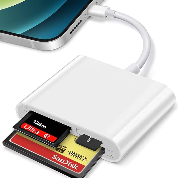 Coverzone Tip C Kart Okuyucu 3in1, CF TF SD Card Reader iPad ile Uyumlu, SD Kart Adaptörü, Hafıza Kartı Okuyucu Type C iPhone ile Uyumlu (ZR498 - Type-C Kablo)