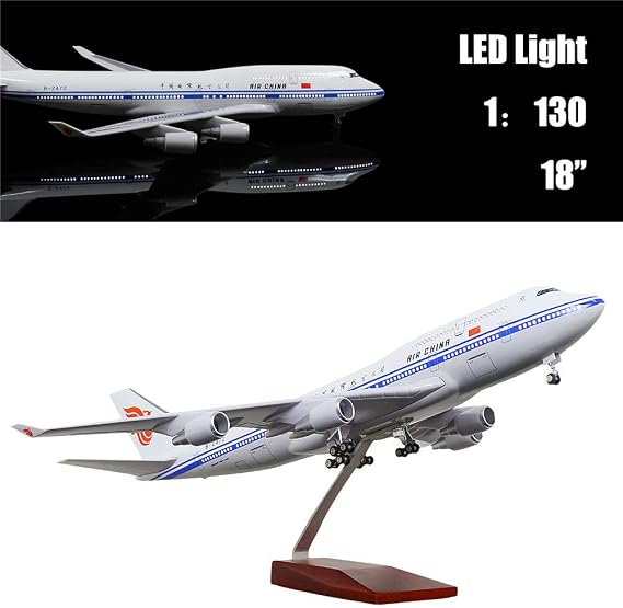 24-Hours 1:130 Scale China BOE ing 747 Model Airplane Kit with LED Light(Touch or Sound Control) for Decoration