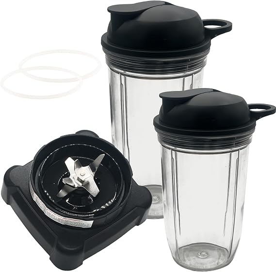 5 in1Replacement update extractor blade and 24oz cup with lid,Compatible with Ninja Mega Kitchen System Blender BL770A 30/ BL770 30/BL773CO 30/BL771 30/BL772 30/BL780 30/BL780CO 30 (2 * 24oz cup)