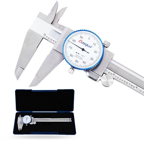 Dasqua Double Shock-Proof Dial Caliper Pro Monoblock High Precision with 0-8" Range,Accuracy of 0.001'',1332-4115-A