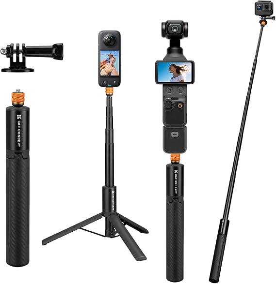 K&F CONCEPT MS21 Invisible Selfie Stick, 120cm/47.2in Extension Long Pole