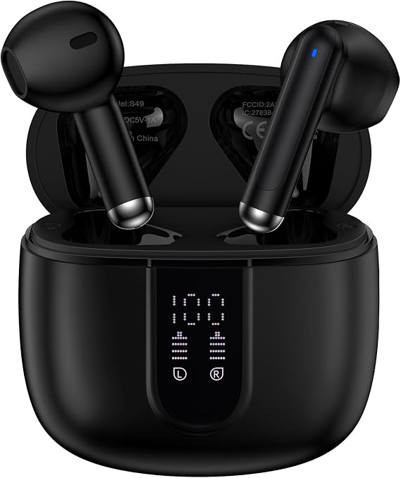 Samsung Earbuds, Wireless Bluetooth Headphones for Samsung Galaxy A17 A16 A15 5G S26 Ultra S25 FE, Double Noise Reduction IPX7 Waterproof Earphones Cancelling Earbuds with Mic LED for iPhone Android